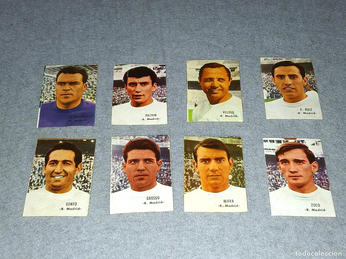 Football Stickers: Lote Fher 1966 1967 66 67 Real Madrid, 8 cromos (Gento, Grosso, Zoco), nunca pegados