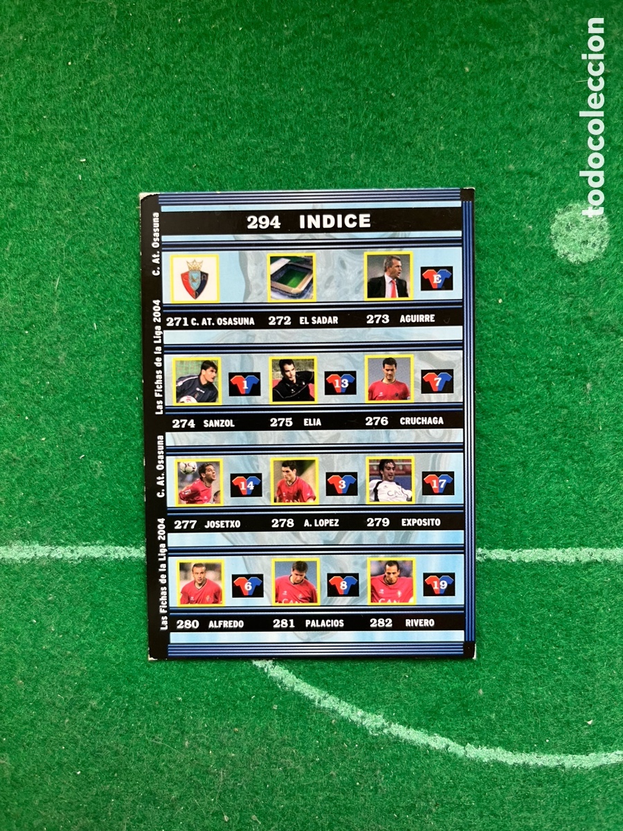 Fu&szlig;ball-Sticker: 294 OSASUNA LAS FICHAS DE LA LIGA 2003 2004 MUNDICROMO &Iacute;NDICE