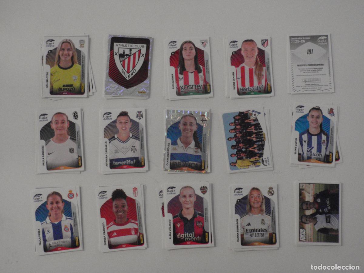 Fu&szlig;ball-Sticker: Lote 133 cromos stickers diferentes LIGA F MOEVE Femenina 2025 2026. PANINI 25 26