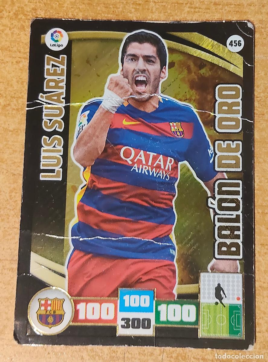 Figurine di Calcio: LUIS SU&Aacute;REZ N&ordm; 456 / BAL&Oacute;N DE ORO (F.C. BARCELONA) ADRENALYN XL 2015 2016 PANINI 15 16 arrugado