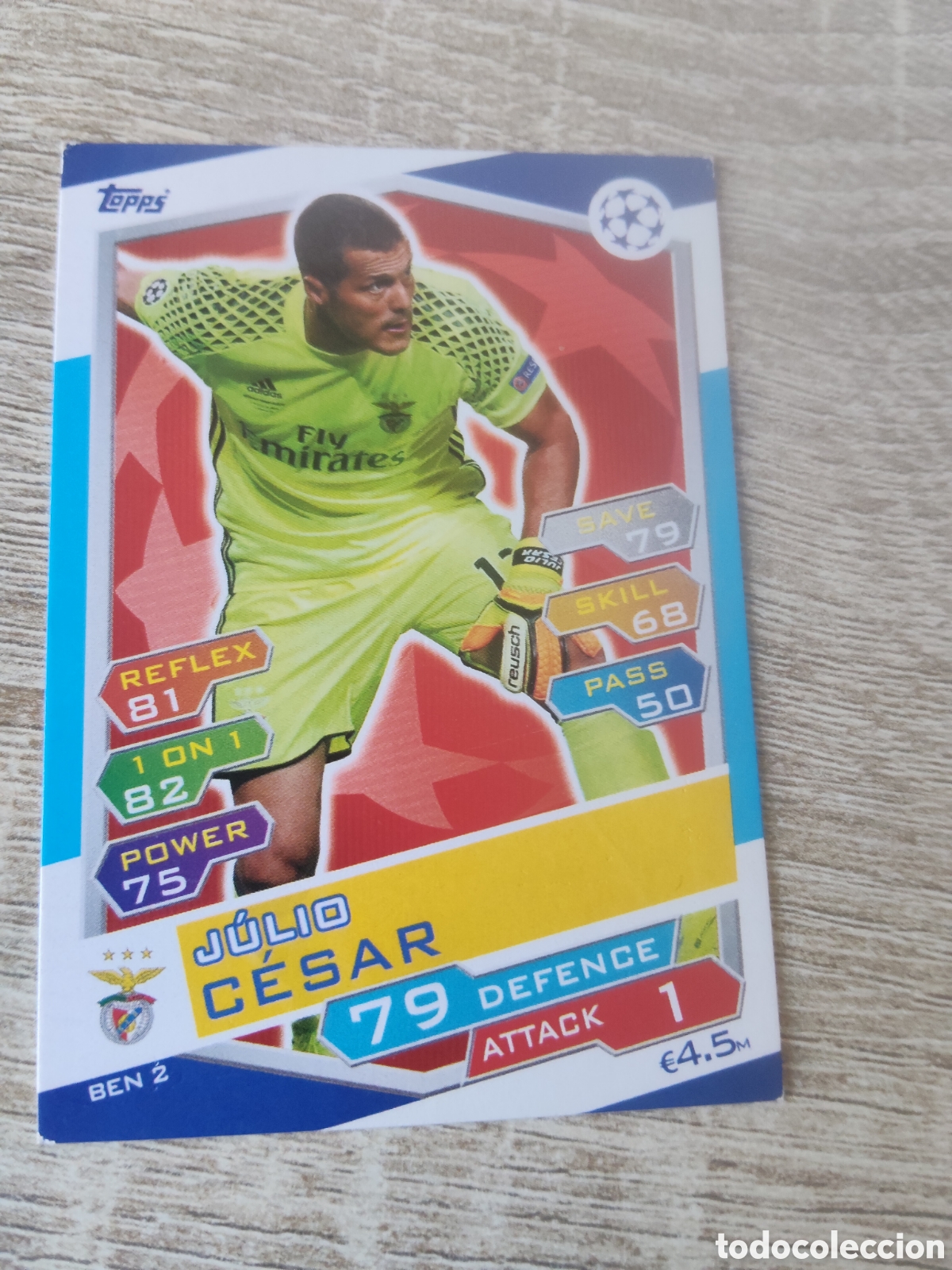 Cromos de Futebol: Topps match attax champions league 2016 2017 16 17 BEN 2 Julio C&eacute;sar Benfica