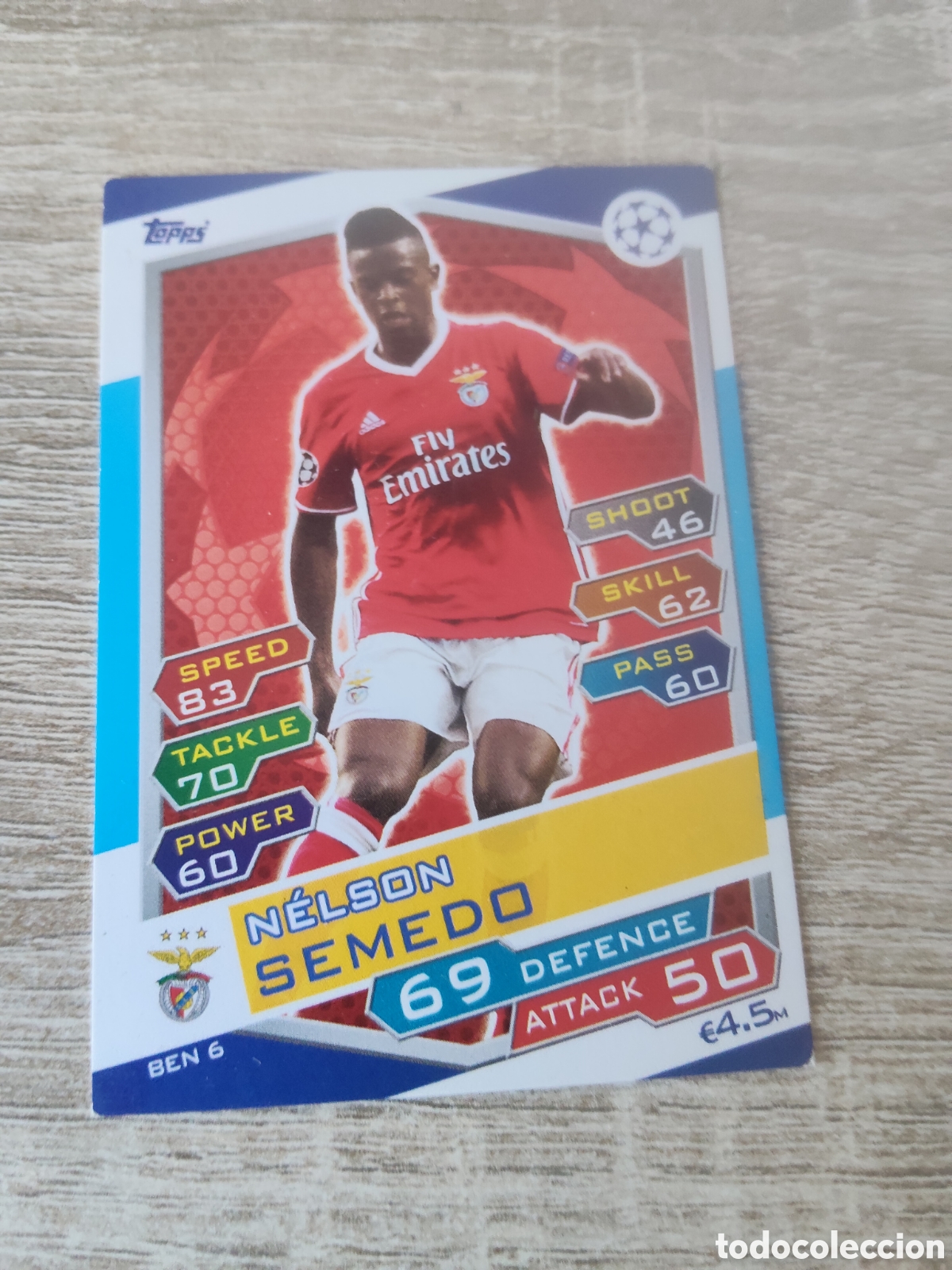 Fu&szlig;ball-Sticker: Topps match attax champions league 2016 2017 16 17 BEN 6 Nelson Semedo Benfica