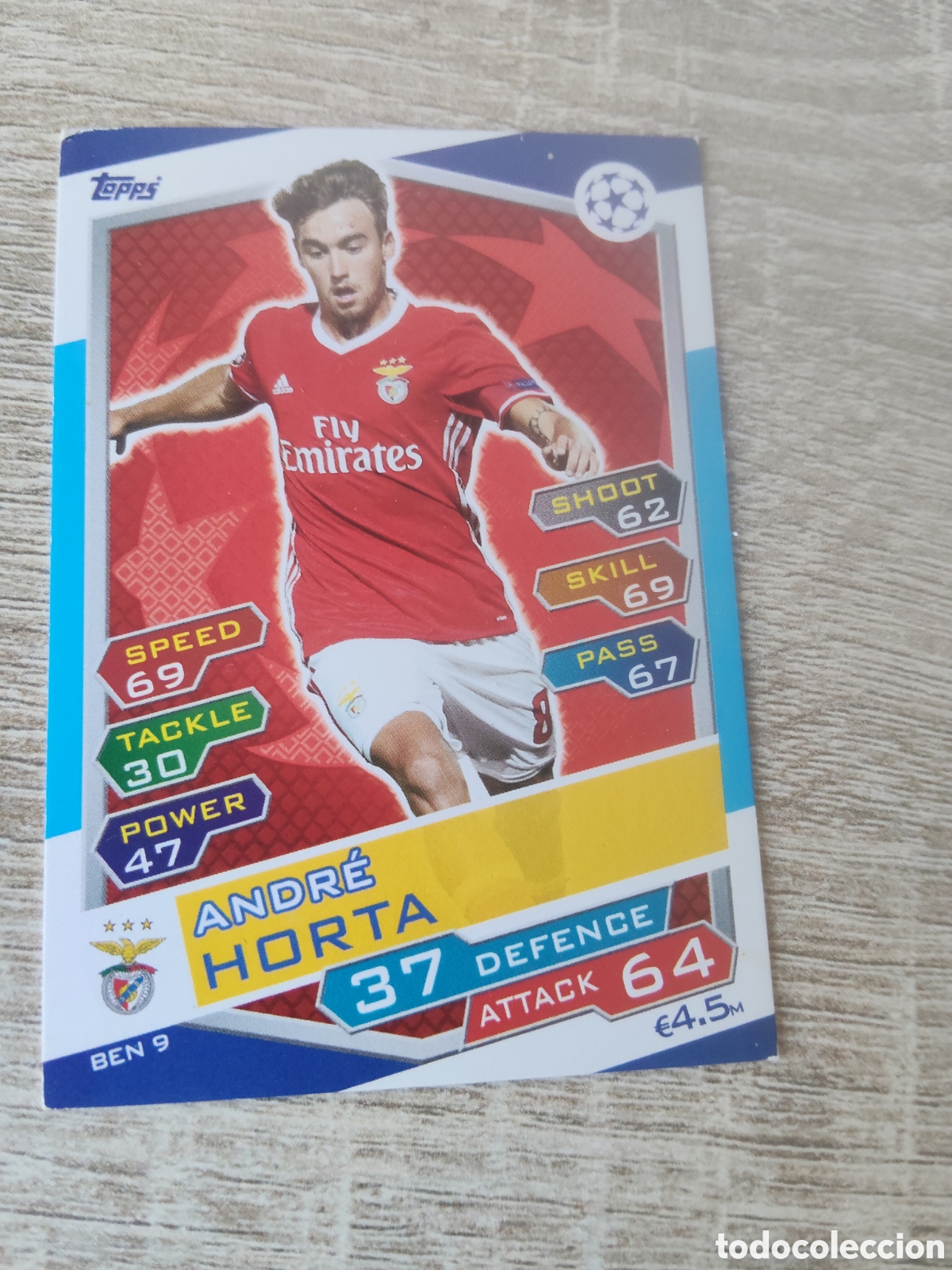 Figurine di Calcio: Topps match attax champions league 2016 2017 16 17 BEN 9 Andr&eacute; Horta Benfica