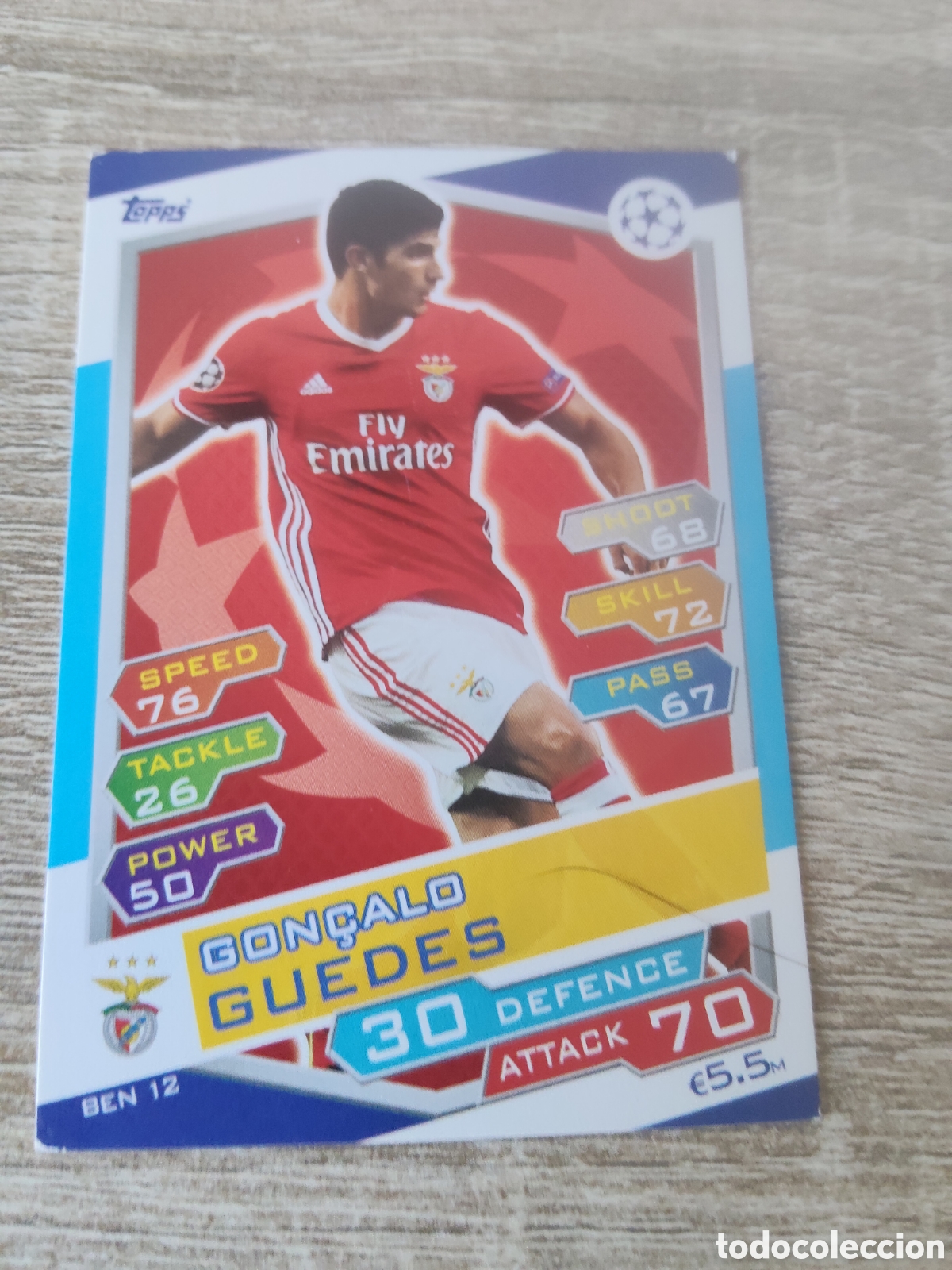 Cromos de Futebol: Topps match attax champions league 2016 2017 16 17 BEN 12 Gon&ccedil;alo Guedes Benfica