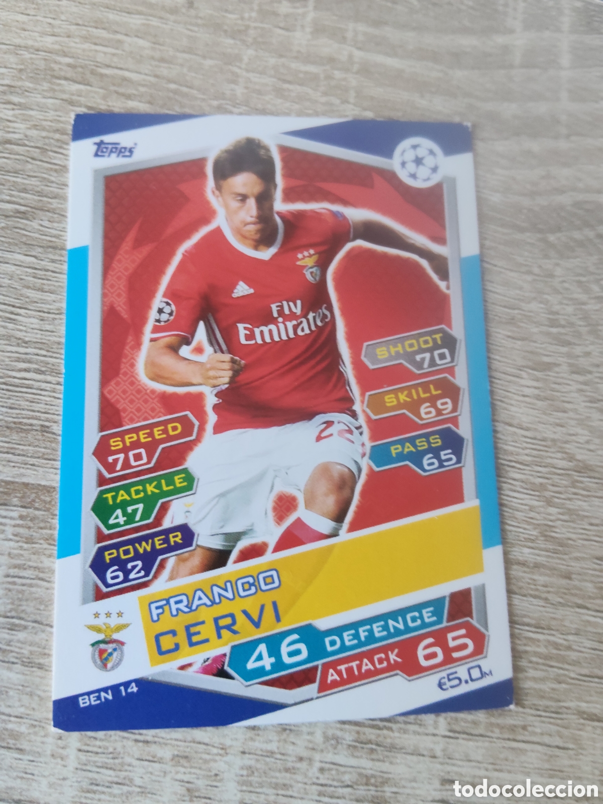 Fu&szlig;ball-Sticker: Topps match attax champions league 2016 2017 16 17 BEN 14 Franco Cervi Benfica