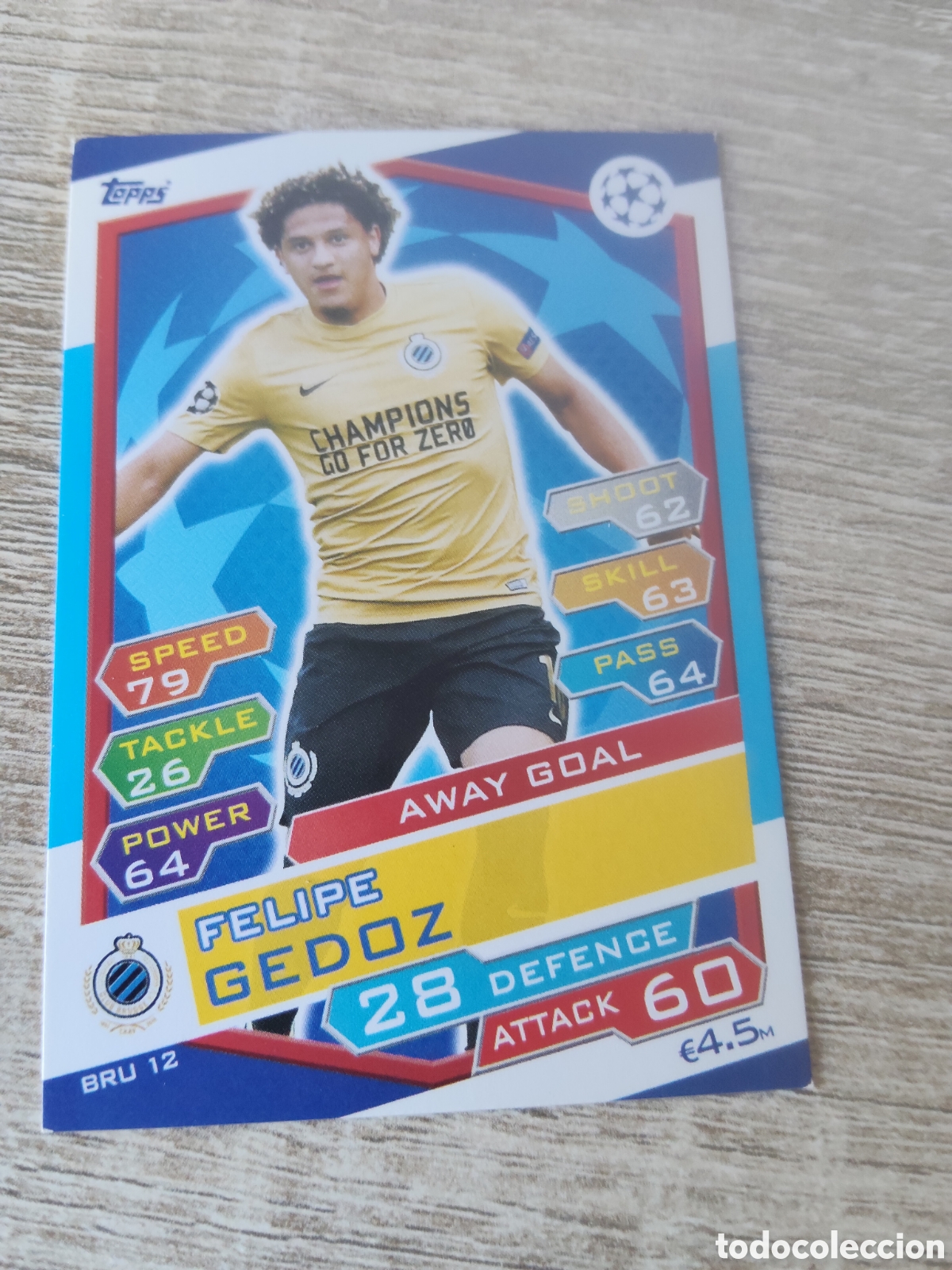 Cromos de Futebol: Topps match attax champions league 2016 2017 16 17 BRU 12 Felipe Gedoz Brujas