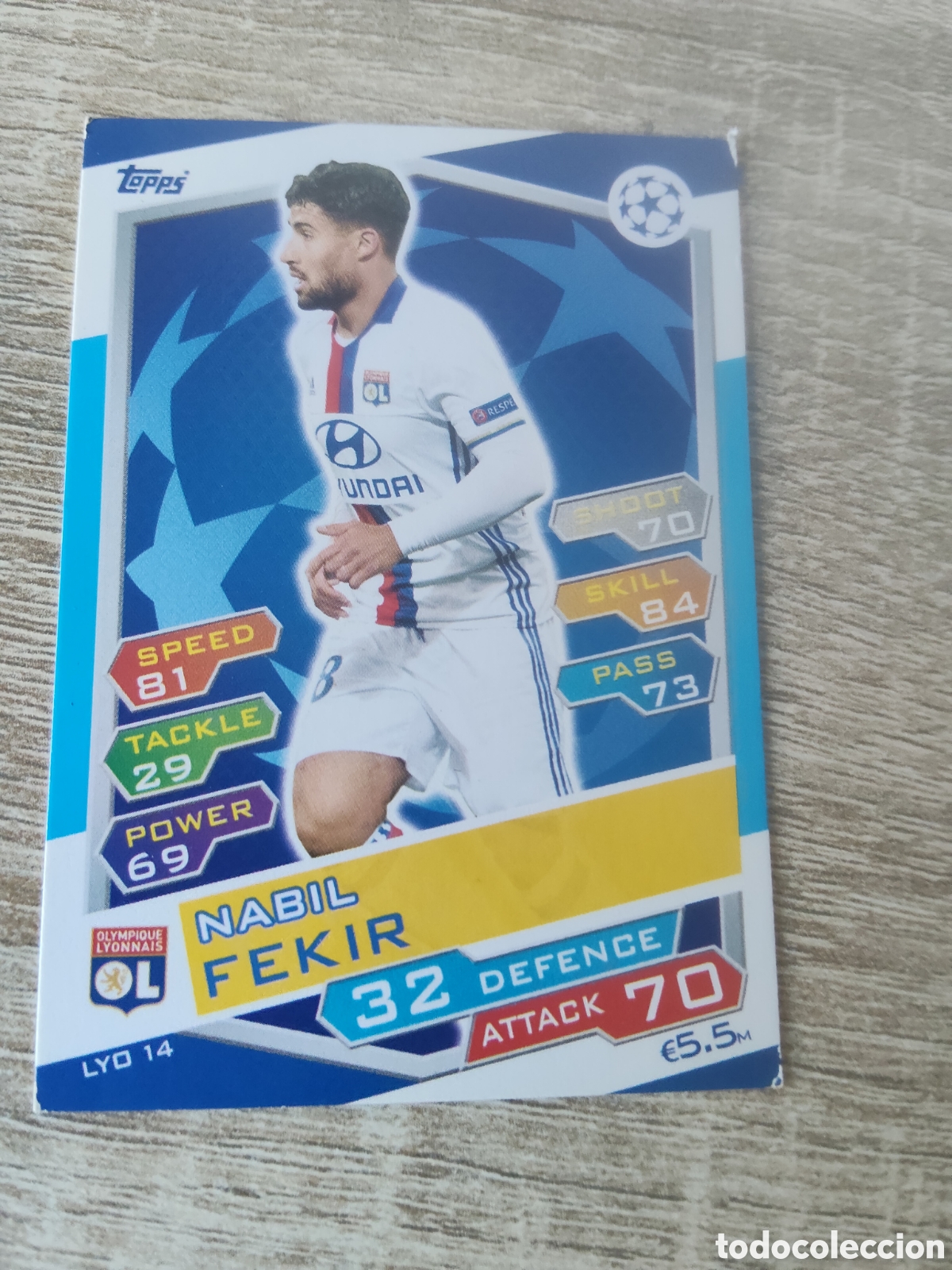 Football Stickers: Topps match attax champions league 2016 2017 16 17 LYO 14 Nabil Fekir Olympique Lyonnais