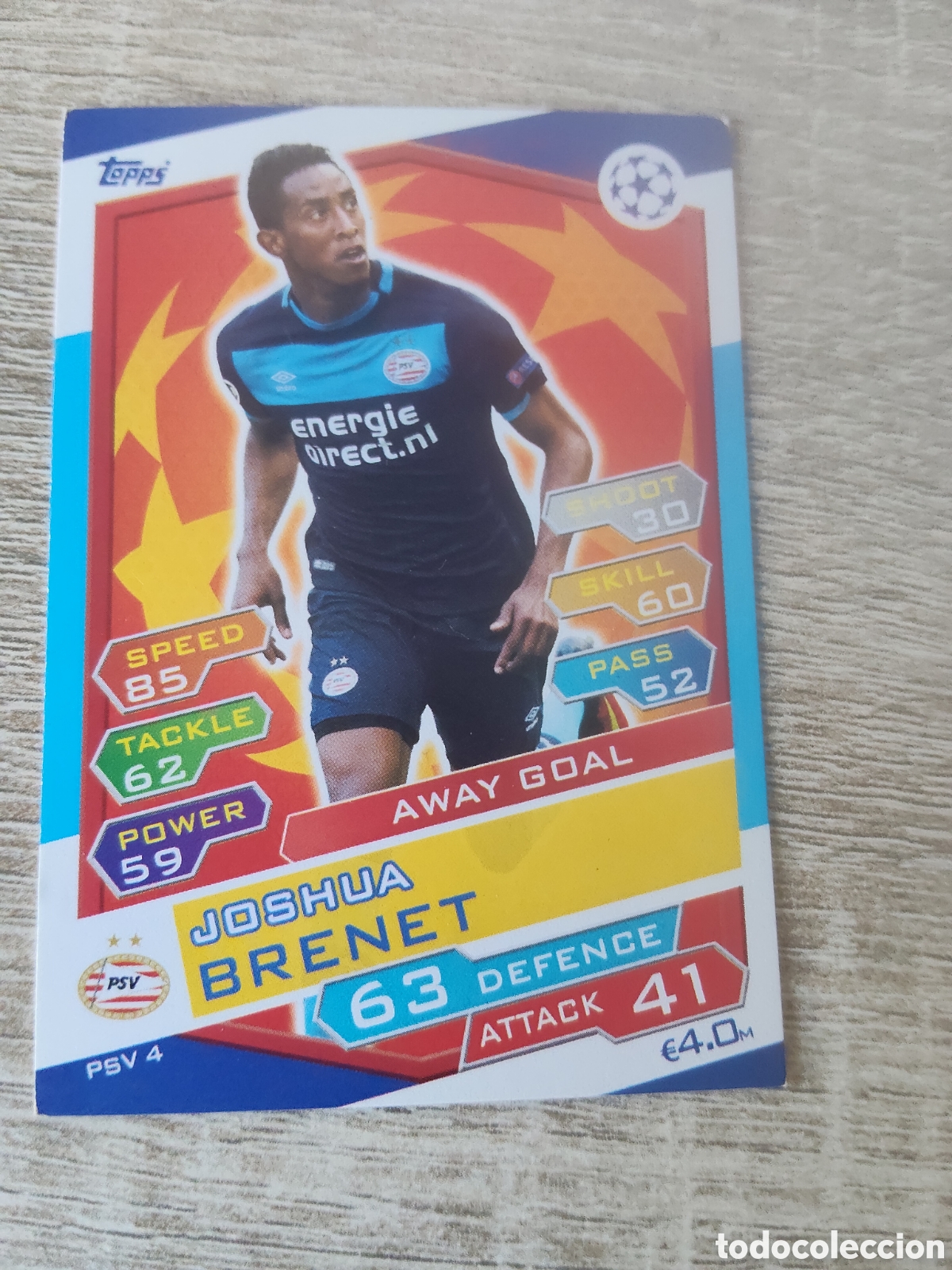 Fu&szlig;ball-Sticker: Topps match attax champions league 2016 2017 16 17 PSV 4 Joshua Brenet PSV