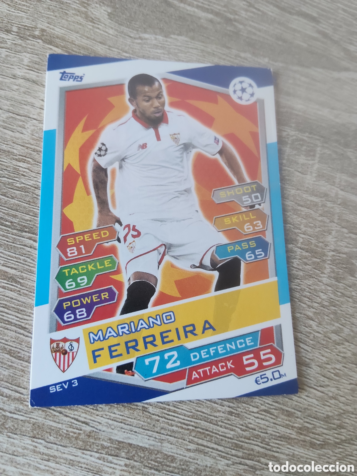 Football Stickers: Topps match attax champions league 2016 2017 16 17 SEV 3 Mariano Ferreira Sevilla