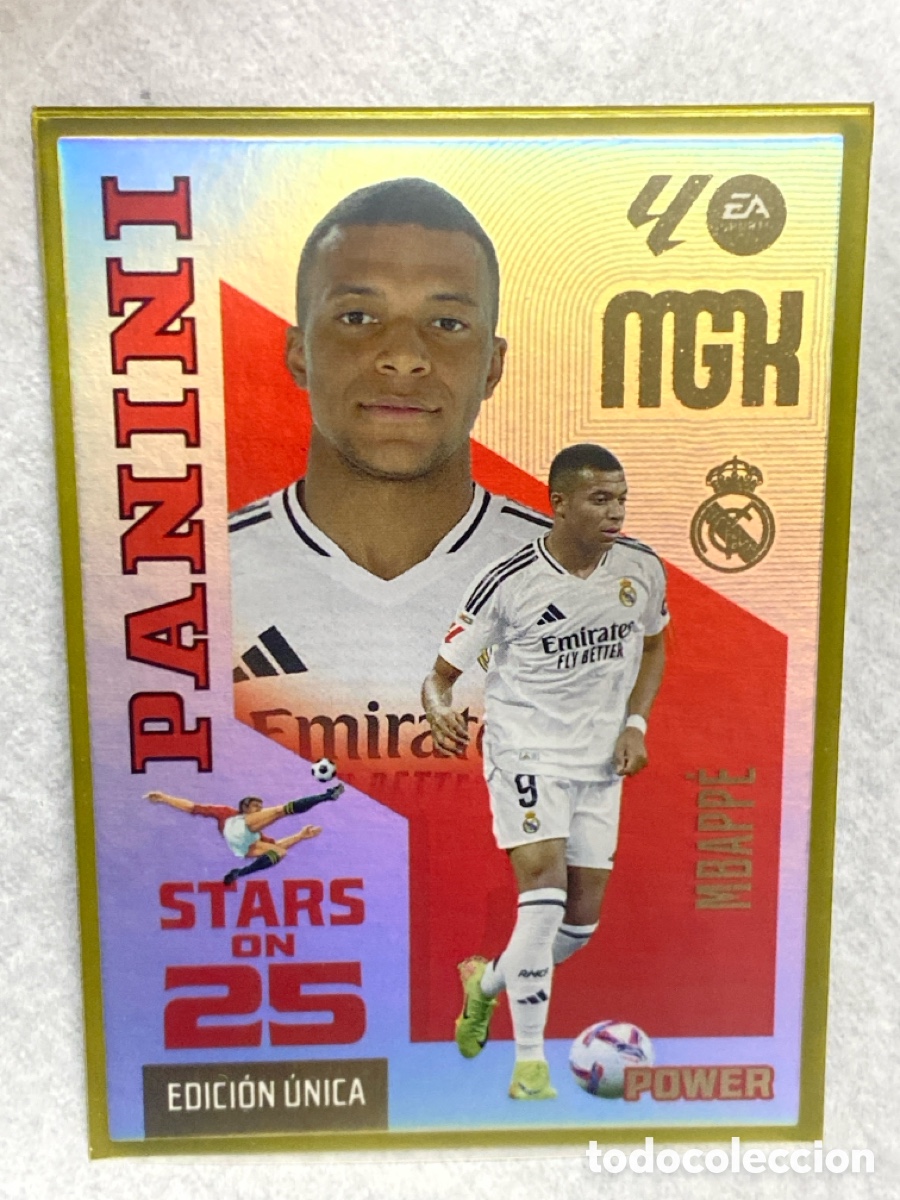 Cromos de f&uacute;tbol: 450P KYLIAN MBAPP&Eacute; REAL MADRID STARS ON 25 POWER EDICION UNICA MEGACRACKS 2026 2027 26 27 MGK