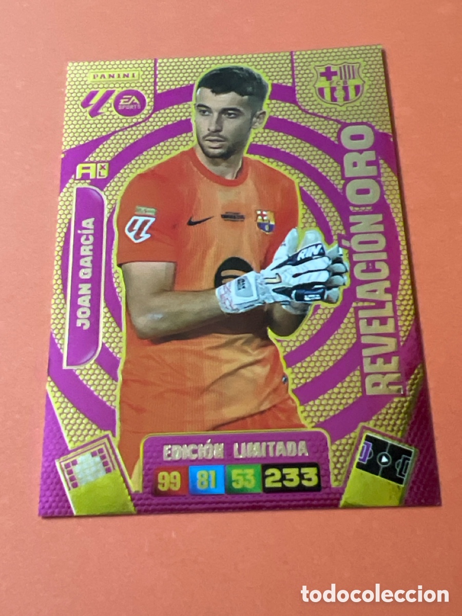 Figurine di Calcio: Revelaci&oacute;n Oro Joan Garc&iacute;a Barcelona Edici&oacute;n limitada Adrenalyn 2025/26 25/26 Sobre Premium Oro