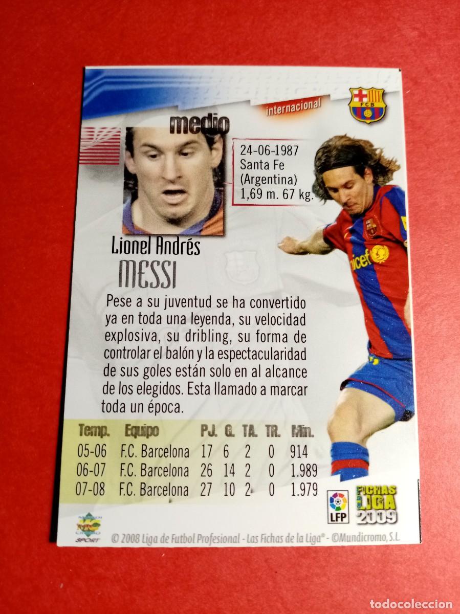 Fu&szlig;ball-Sticker: N&ordm; 74 MESSI, A&Ntilde;O NAC DOS DIGITOS, FC BARCELONA, FICHAS LIGA 2009, MUNDICROMO