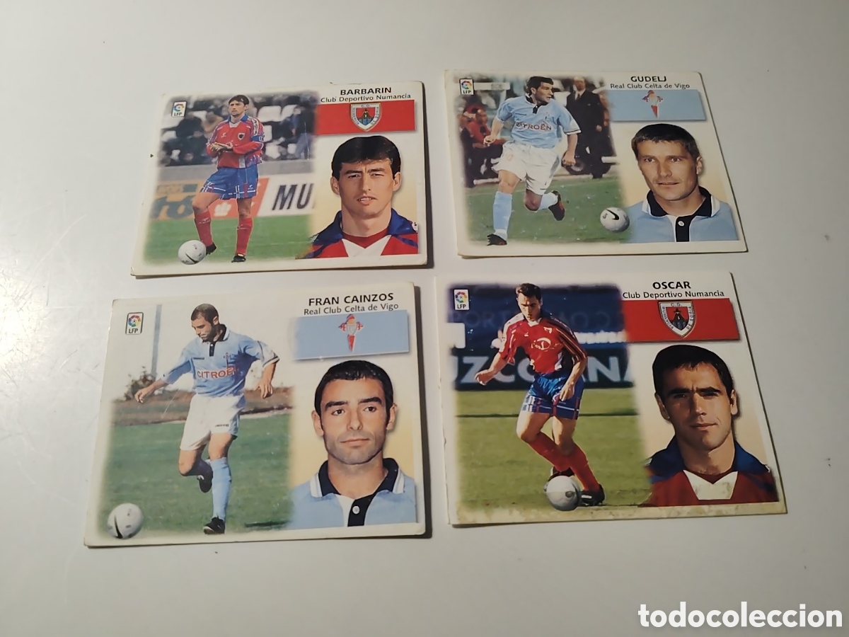 Cromos de f&uacute;tbol: 4 cromos nuevos, sin repetir. 99-00