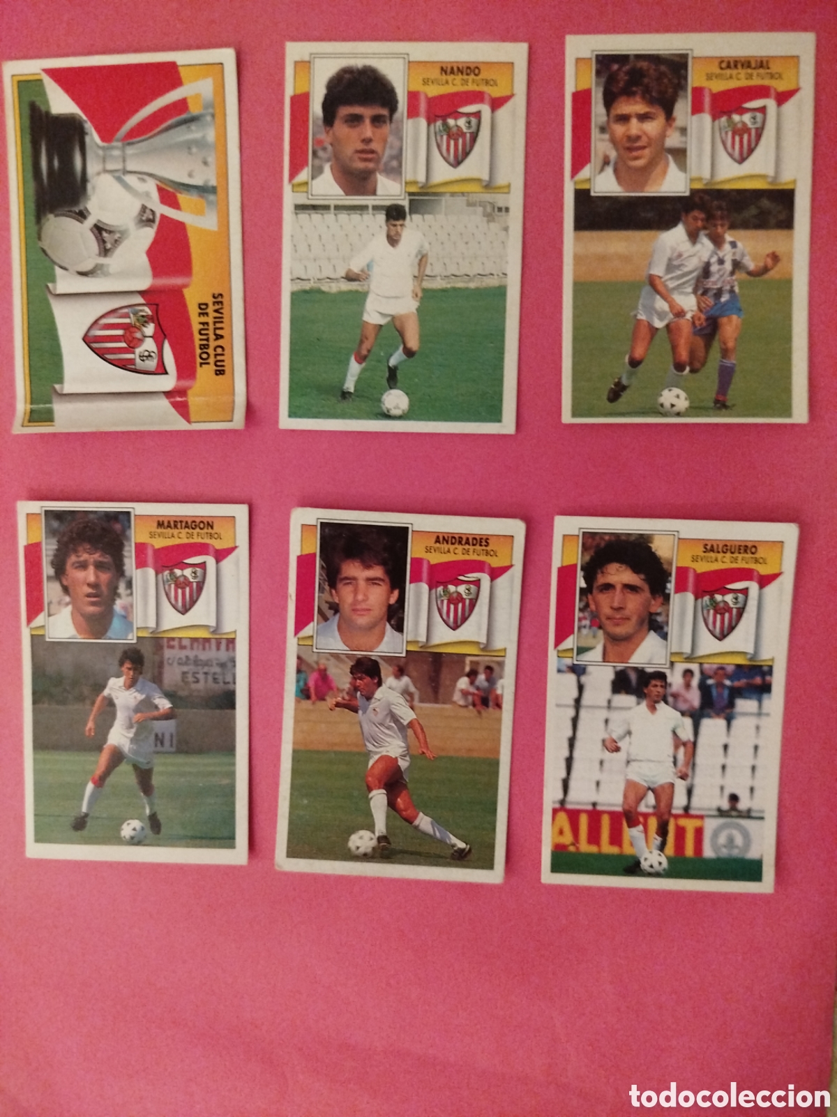 Cromos de f&uacute;tbol: LOTE 6 CROMOS SEVILLA LIGA ESTE 90-91