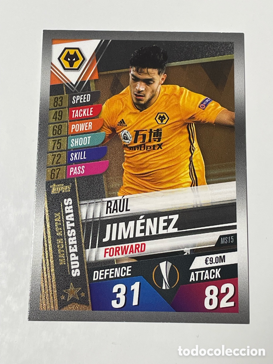 Cartes &agrave; collectionner de Football: Ra&uacute;l Jim&eacute;nez Wolverhampton Topps Match Attax 19/20 #MS15