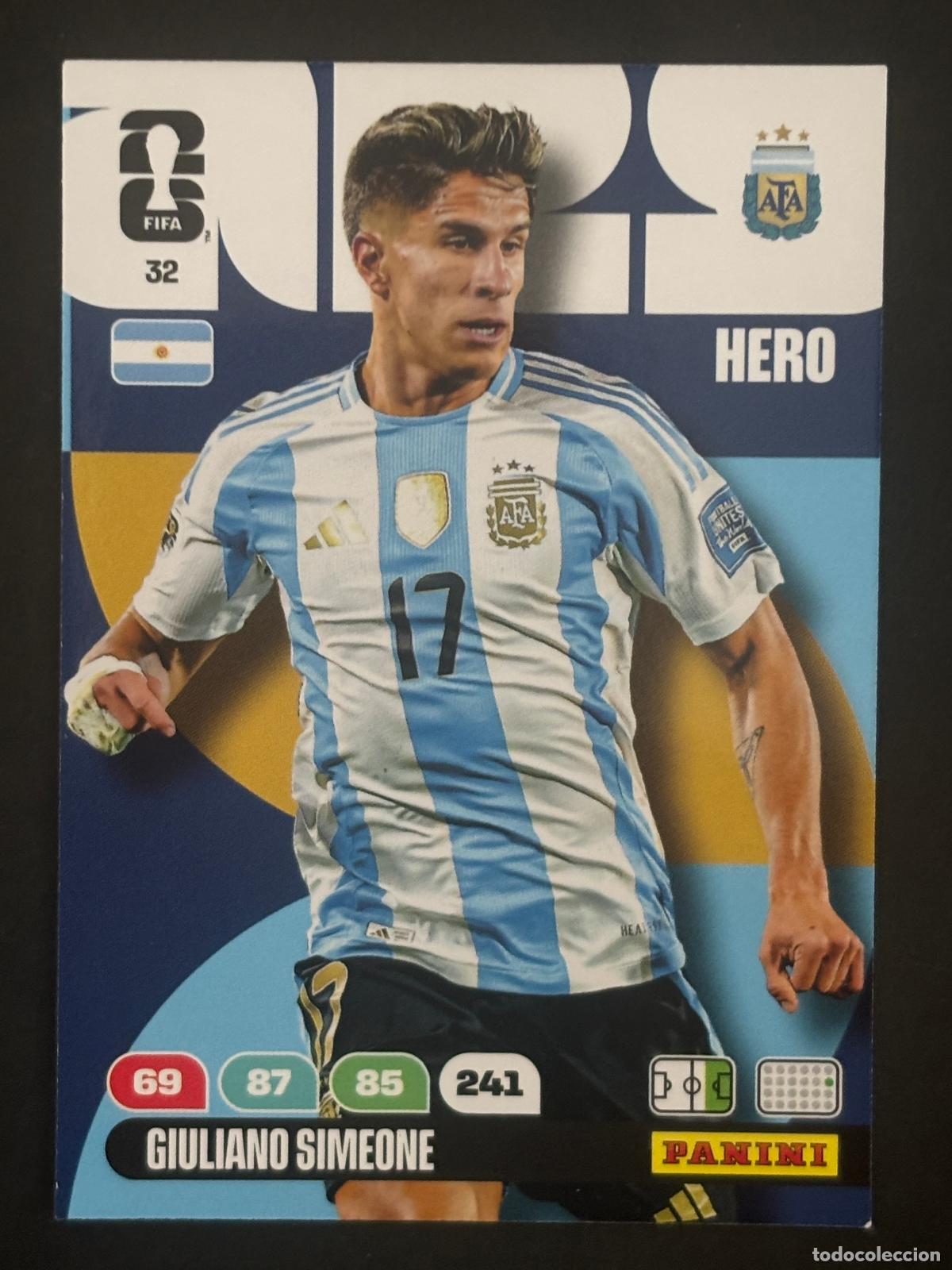 Figurine di Calcio: 32 GIULIANO SIMEONE ARGENTINA HERO ADRENALYN XL FIFA WORLD CUP MUNDIAL 2026 PANINI