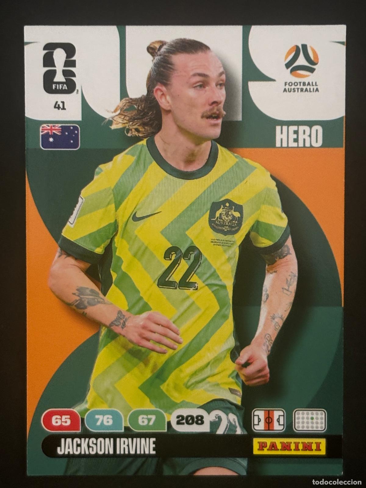 Figurine di Calcio: 41 JACKSON IRVINE AUSTRALIA HERO ADRENALYN XL FIFA WORLD CUP MUNDIAL 2026 PANINI