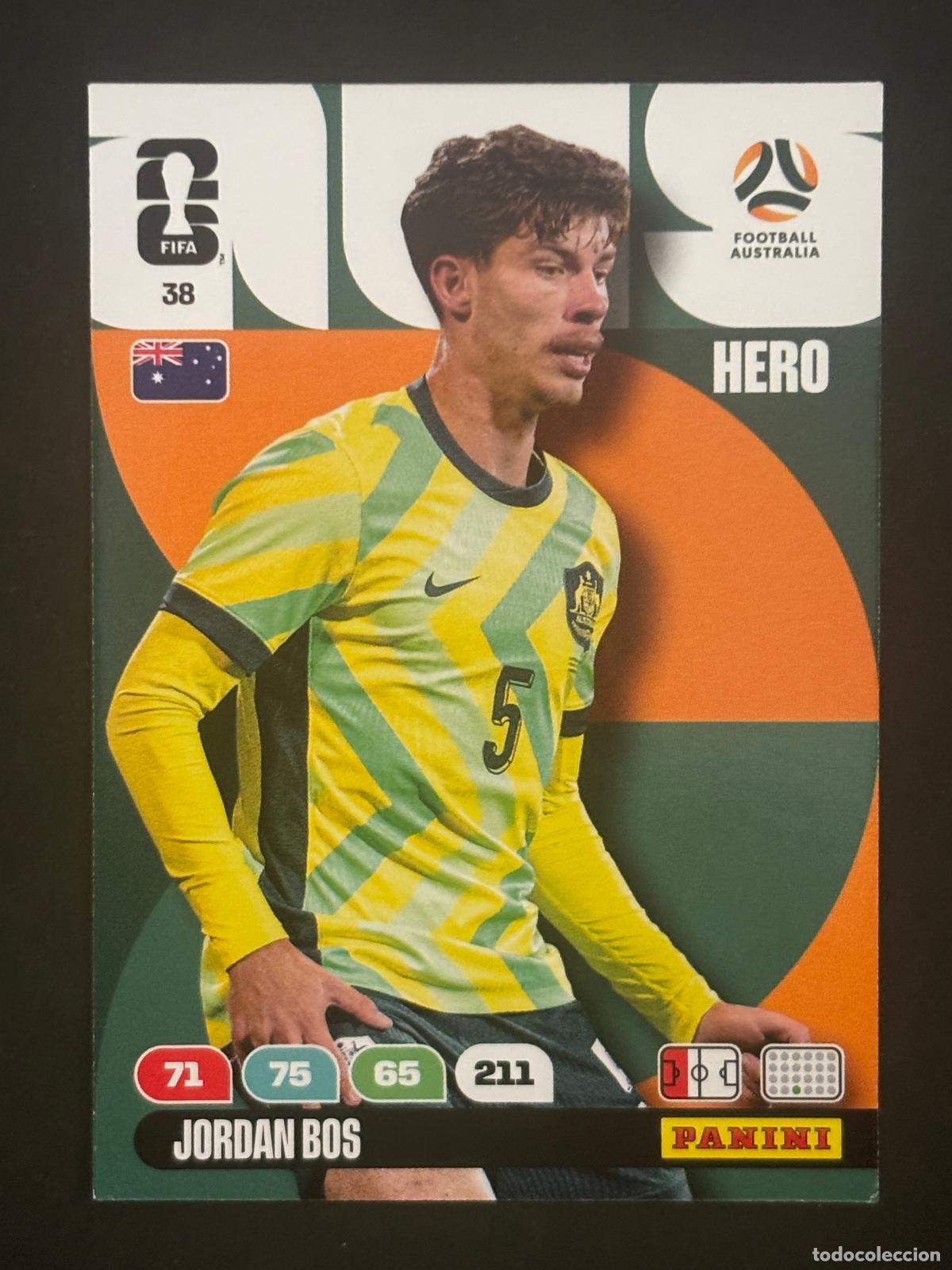 Figurine di Calcio: 38 JORDAN BOS AUSTRALIA HERO ADRENALYN XL FIFA WORLD CUP MUNDIAL 2026 PANINI