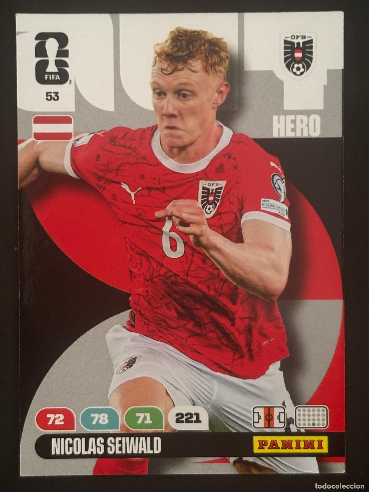 Cromos de Futebol: 53 NICOLAS SEIWALD AUSTRIA HERO ADRENALYN XL FIFA WORLD CUP MUNDIAL 2026 PANINI
