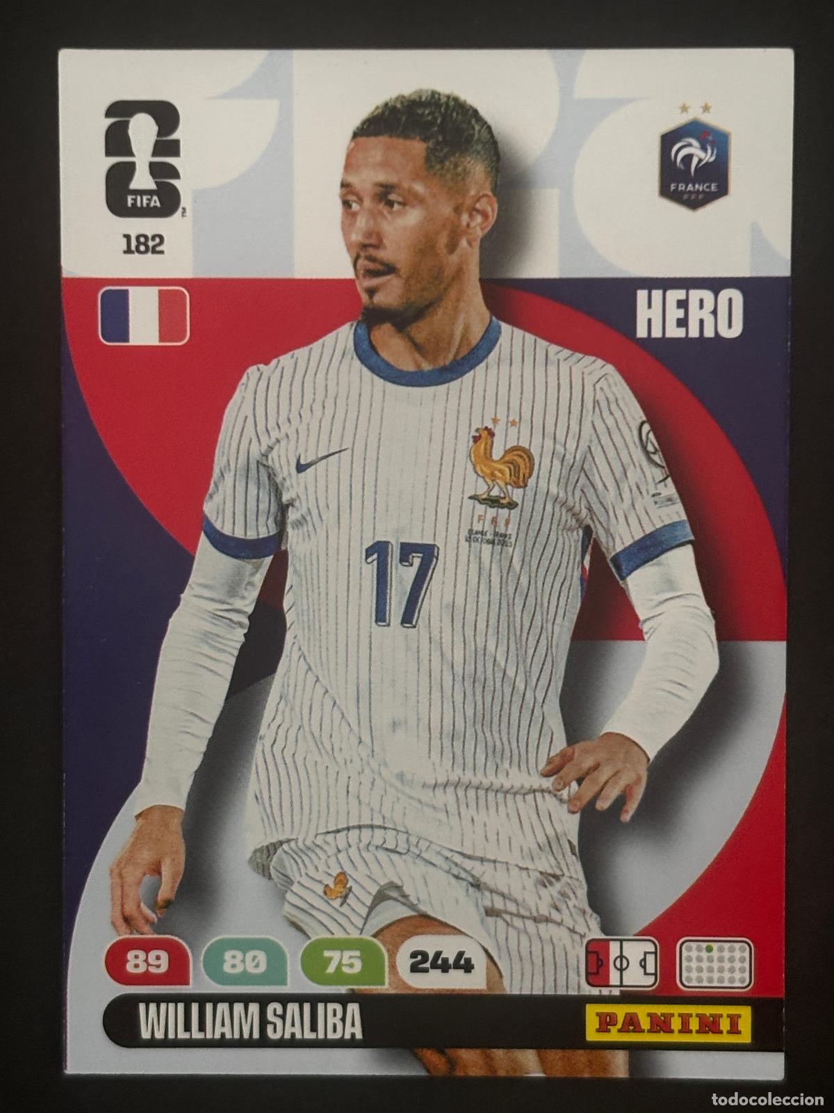 Figurine di Calcio: 182 WILLIAM SALIBA FRANCIA HERO ADRENALYN XL FIFA WORLD CUP MUNDIAL 2026 PANINI