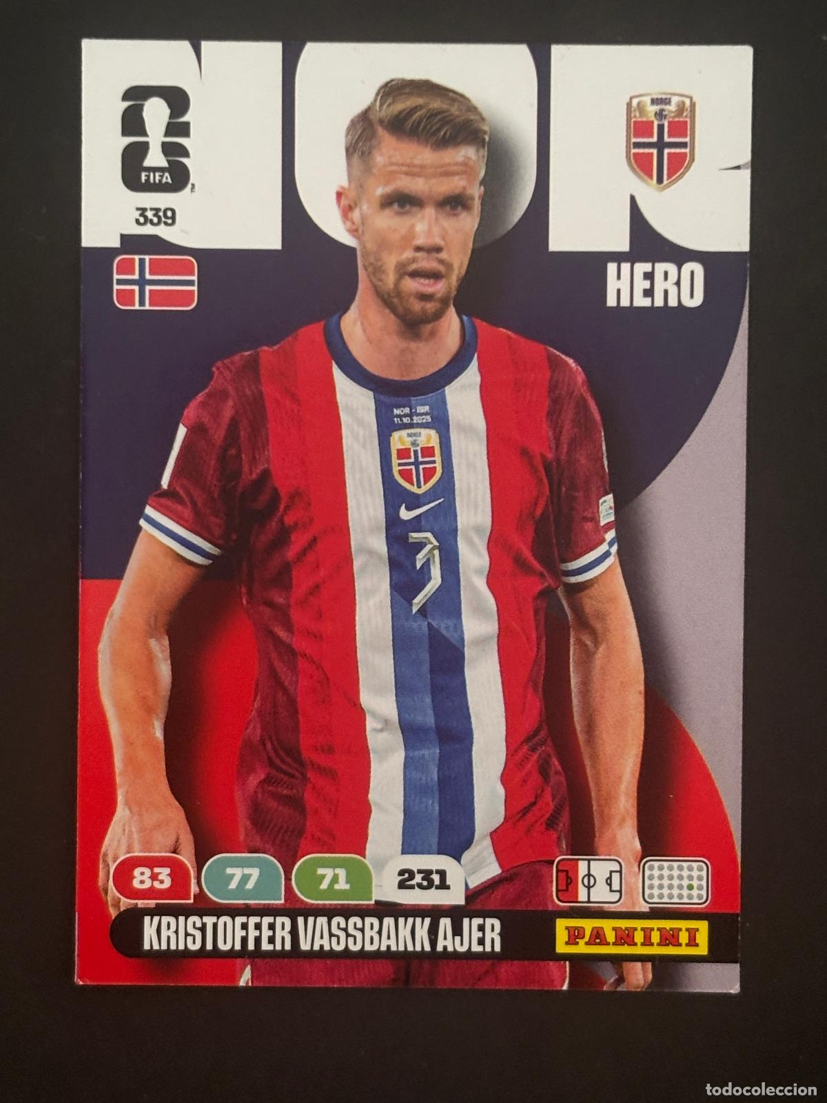 Cromos de f&uacute;tbol: 339 KRISTOFFER VASSBAKK AJER NORUEGA HERO ADRENALYN XL FIFA WORLD CUP MUNDIAL 2026 PANINI
