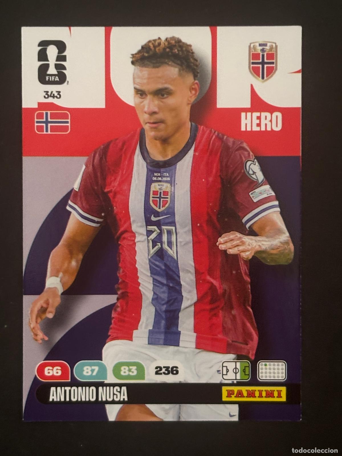 Cromos de f&uacute;tbol: 343 ANTONIO NUSA NORUEGA HERO ADRENALYN XL FIFA WORLD CUP MUNDIAL 2026 PANINI