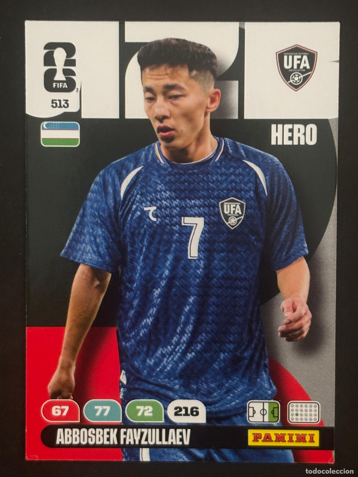 Cromos de f&uacute;tbol: 513 ABBOSBEK FAYZULLAEV UZBEKISTAN HERO ADRENALYN XL FIFA WORLD CUP MUNDIAL 2026 PANINI