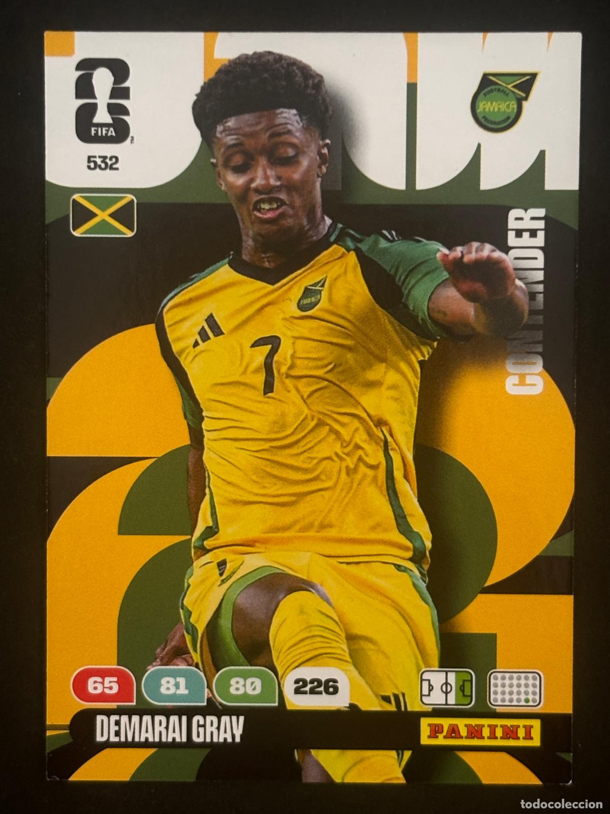Cartes &agrave; collectionner de Football: 532 DEMARAI GRAY JAMAICA CONTENDERS ADRENALYN XL FIFA WORLD CUP MUNDIAL 2026 PANINI
