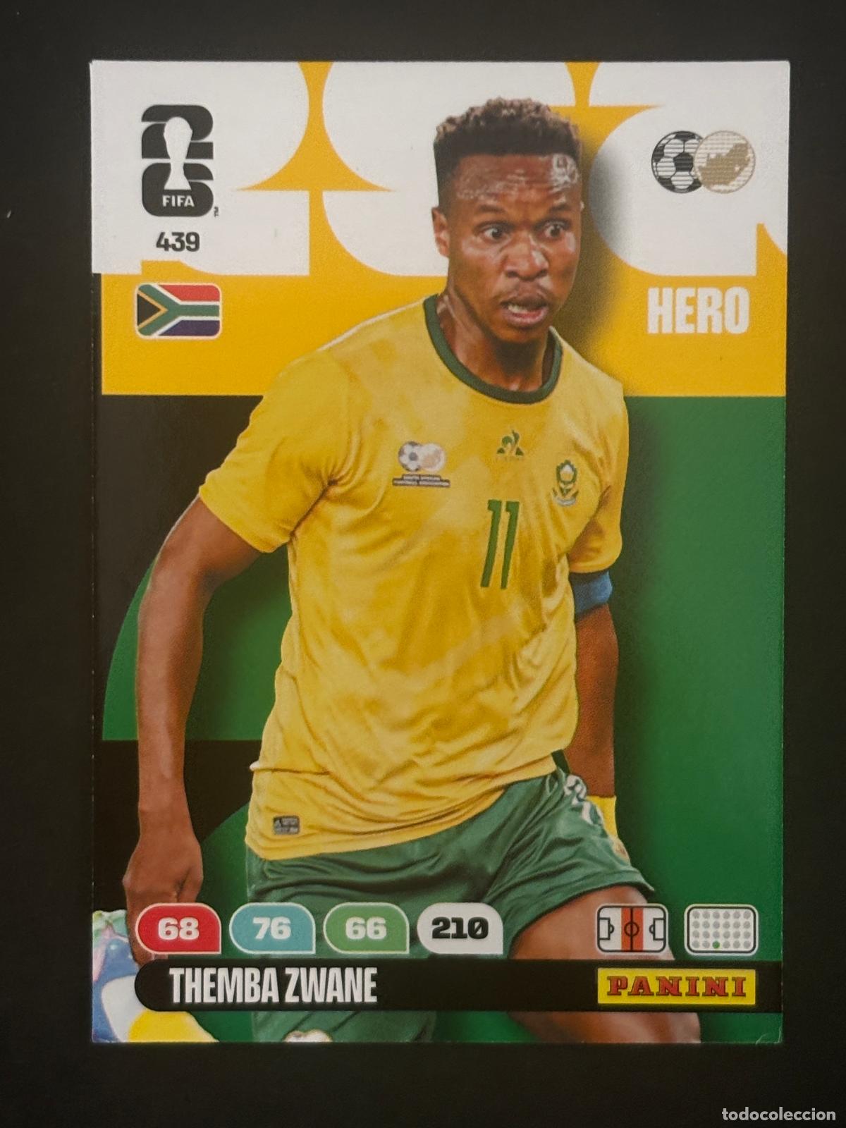 Cartes &agrave; collectionner de Football: 439 THEMBA ZWANE SUDAFRICA HERO ADRENALYN XL FIFA WORLD CUP MUNDIAL 2026 PANINI