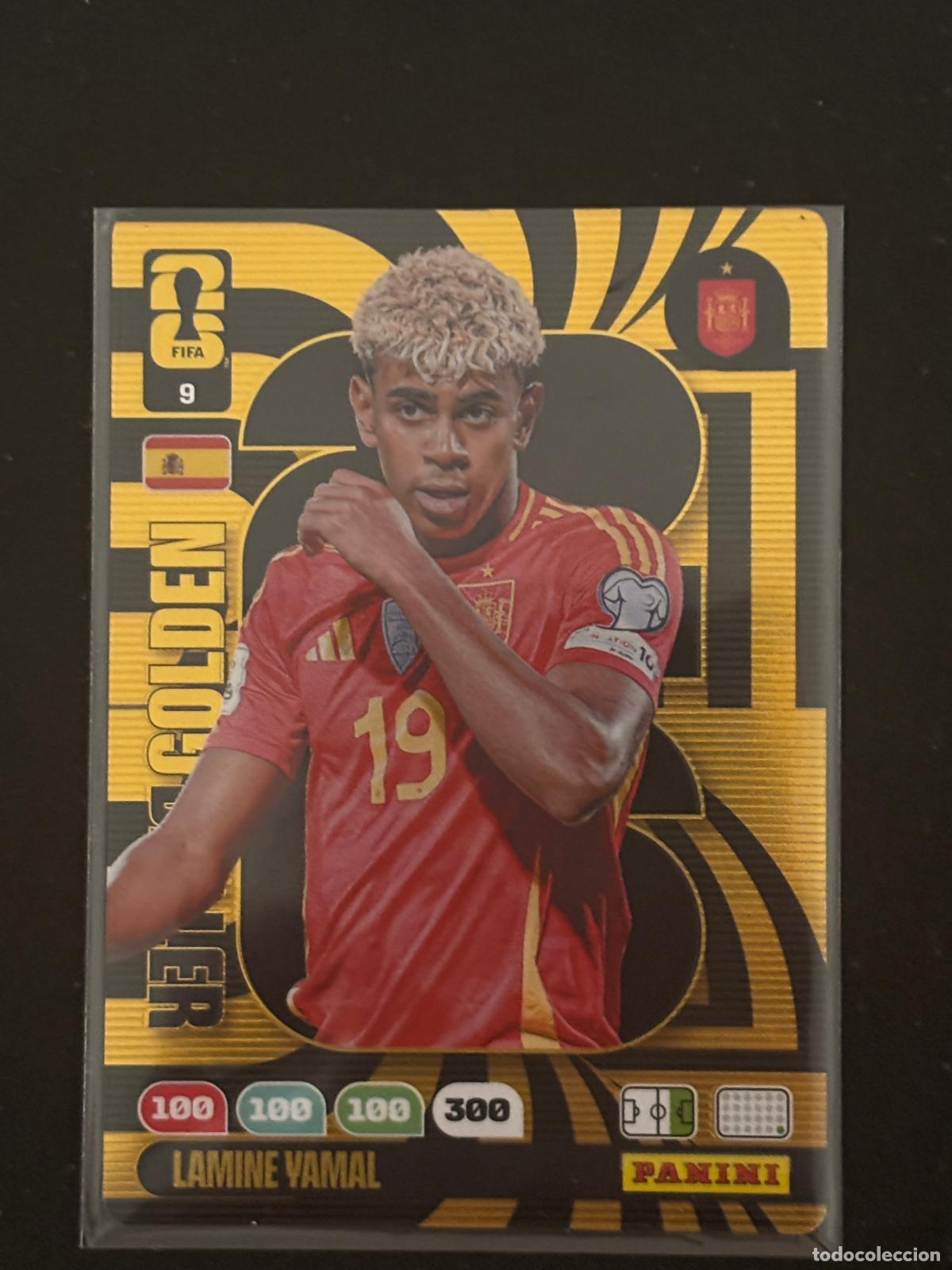 Cartes &agrave; collectionner de Football: 9 LAMINE YAMAL ESPA&Ntilde;A GOLDEN BALLER ADRENALYN XL FIFA WORLD CUP MUNDIAL 2026 PANINI