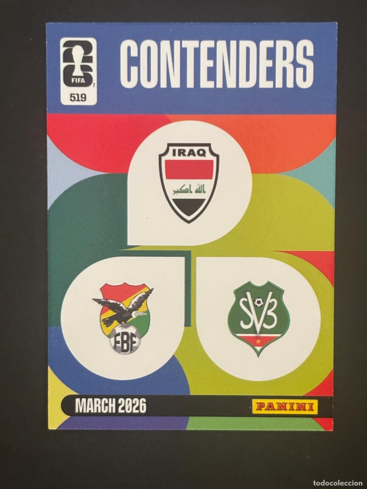 Cartes &agrave; collectionner de Football: 519 SURINAM/BOLIVIA/IRAK CONTENDERS ESCUDO ADRENALYN XL FIFA WORLD CUP MUNDIAL 2026 PANINI
