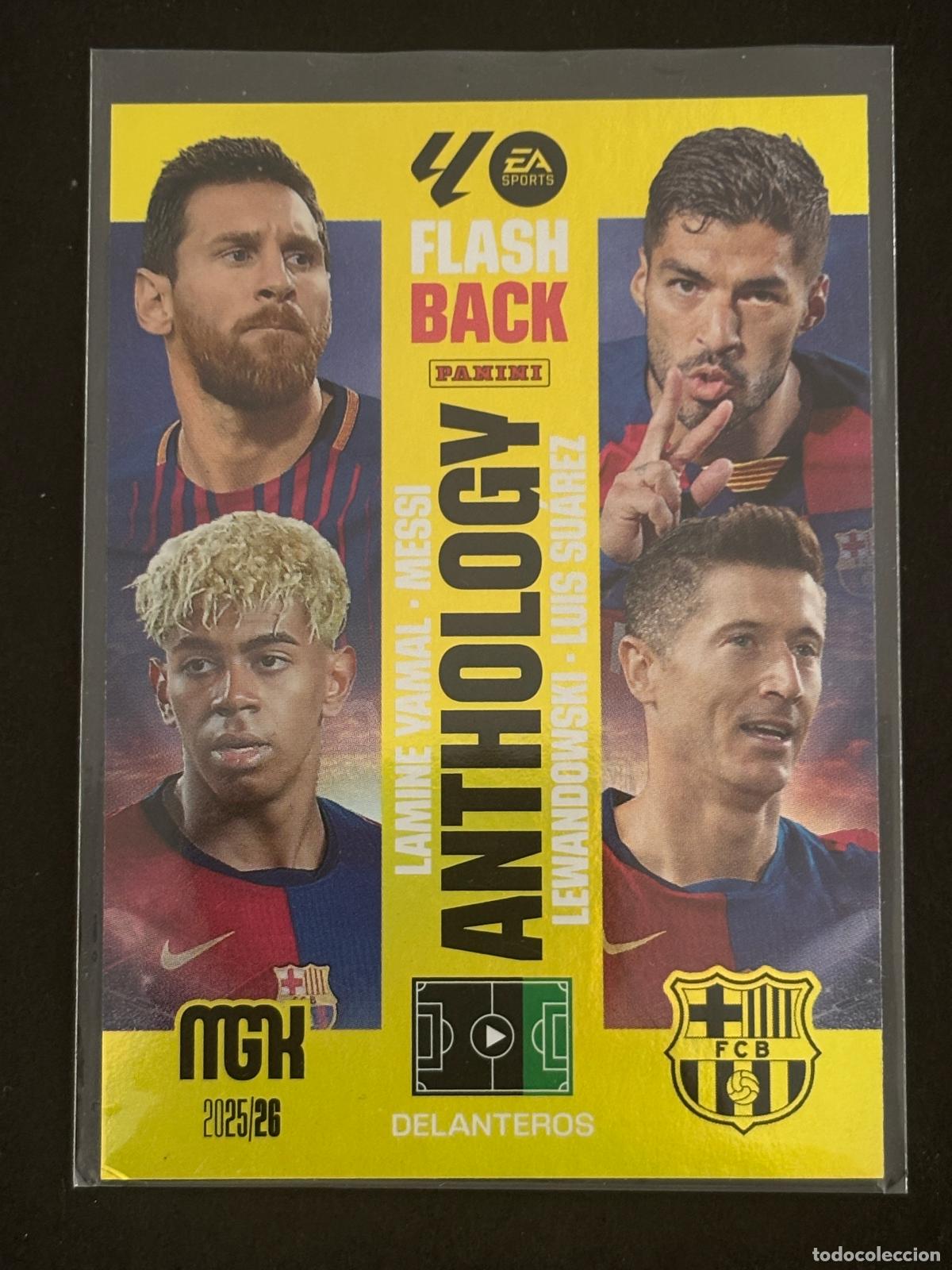 Cromos de Futebol: 438 MESSI / LUIS SU&Aacute;REZ / LAMINE YAMAL / LEWANDOWSKI FLASH BACK ANTHOLOGY MEGACRACKS