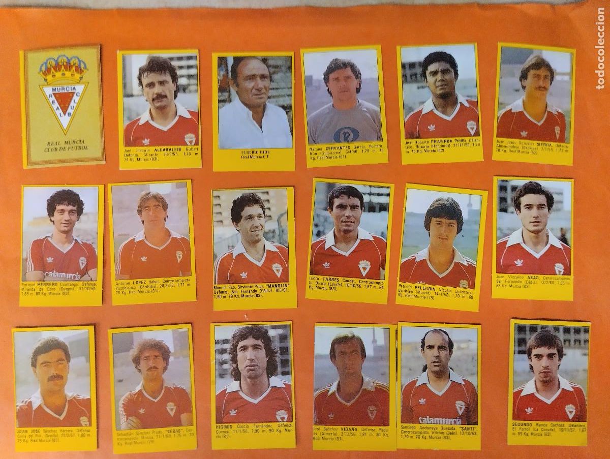 Cromos de Futebol: LOTE 18 CROMOS (REAL MURCIA) ROLLAN SUPER FUTBOL - LIGA 1983 1984 - DESPEGADOS