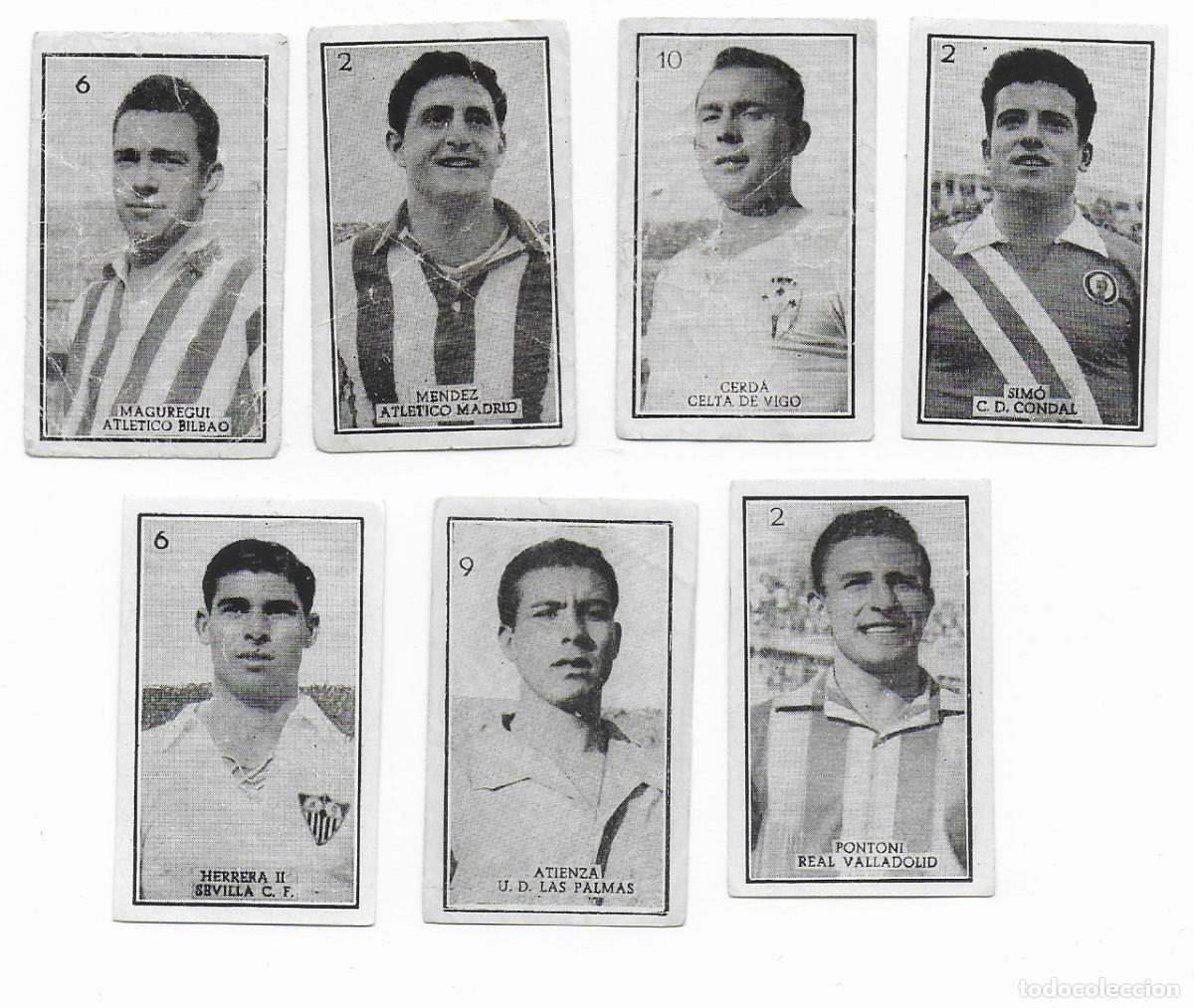 Cromos de Futebol: LOTE 7 CROMOS FUTBOL LIGA 1956-1957 Gr&aacute;ficas Brasil ATH BILBAO ATLETICO MADRID SEVILLA VALLADOLID