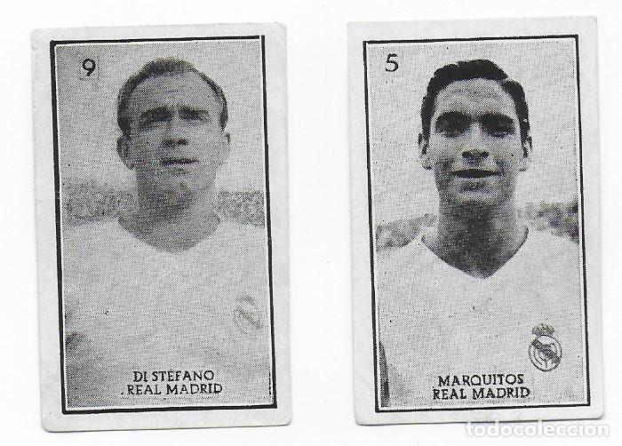 Cromos de Futebol: LOTE 2 CROMOS FUTBOL LIGA 1956-1957 Gr&aacute;ficas Brasil REAL MADRID DI STEFANO MARQUITOS SIN PEGAR RAROS