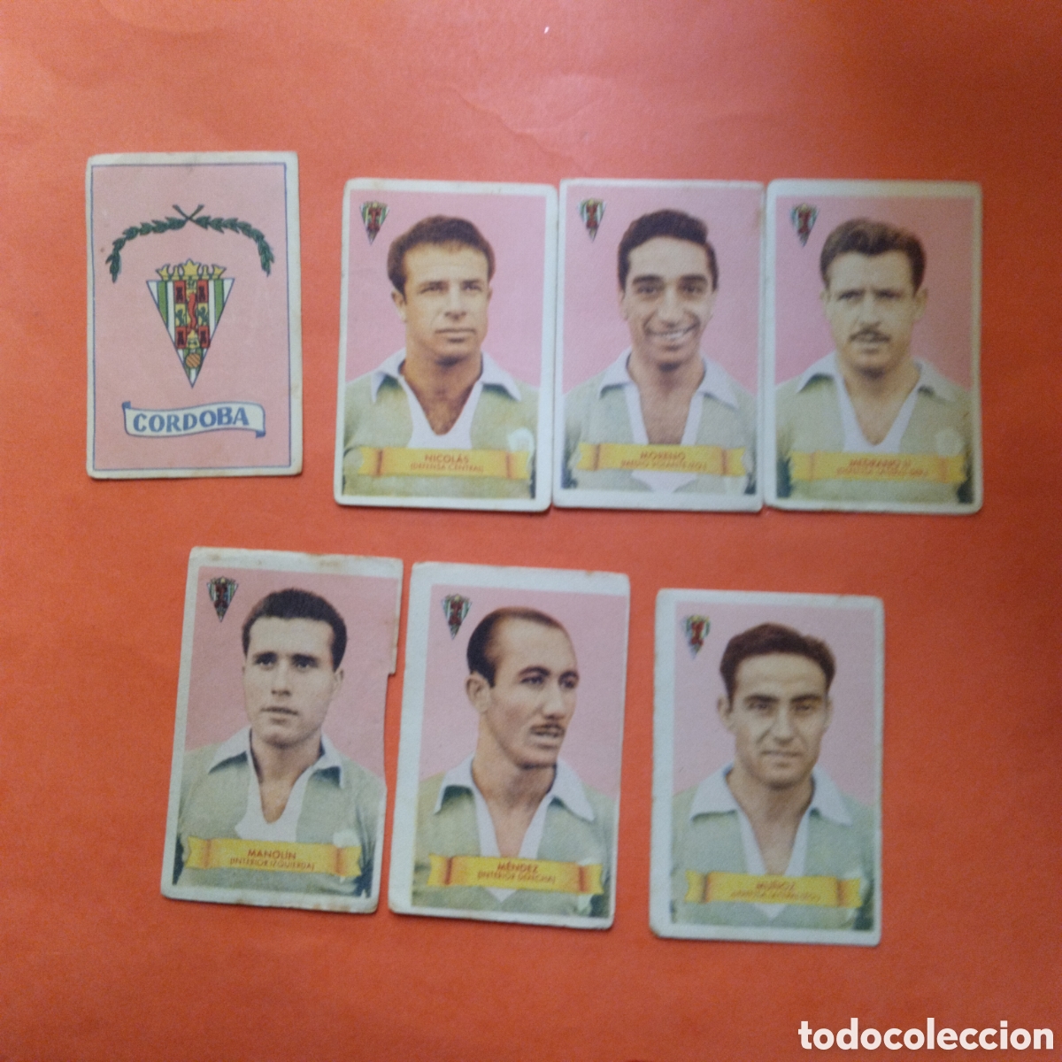 Cromos de f&uacute;tbol: LOTE 7 CROMOS CORDOBA CAMPEONES 1949 BRUGUERA NUNCA PEGADO