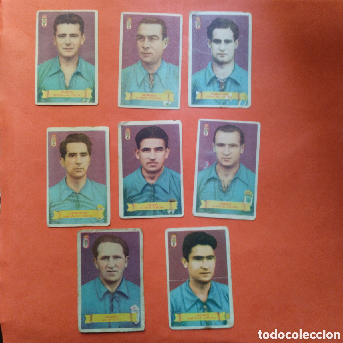 Fu&szlig;ball-Sticker: LOTE 8 CROMOS OVIEDO CAMPEONES 1949 BRUGUERA NUNCA PEGADO