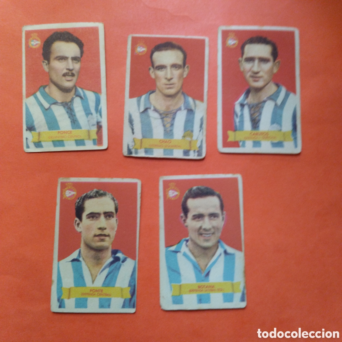 Fu&szlig;ball-Sticker: LOTE 5 CROMOS CORU&Ntilde;A. CAMPEONES 1949 BRUGUERA NUNCA PEGADO