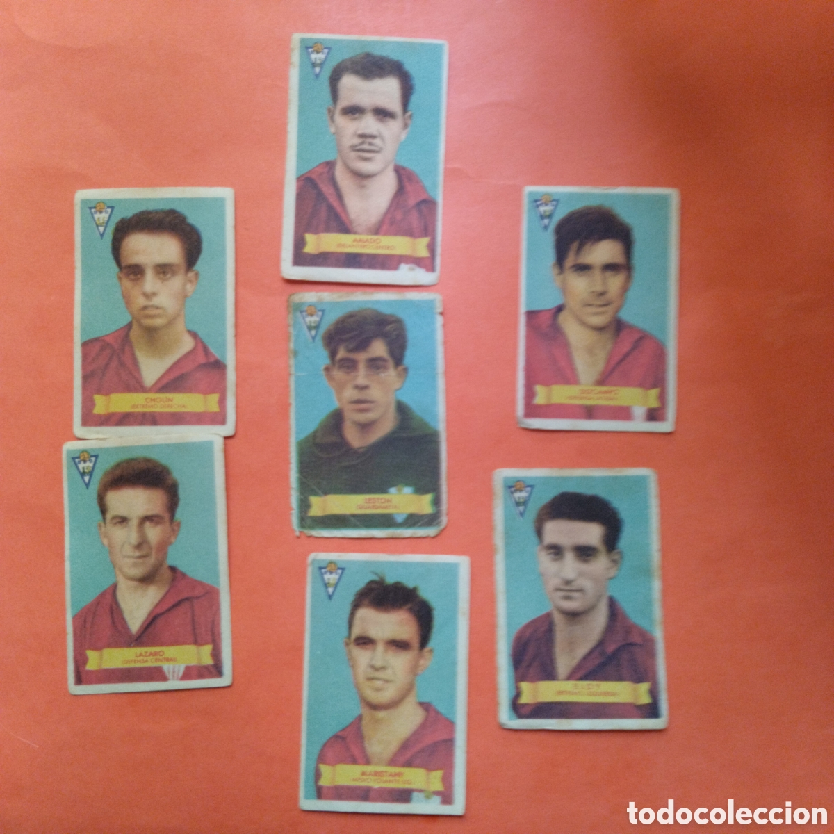 Fu&szlig;ball-Sticker: LOTE 7 CROMOS ORENSANA. CAMPEONES 1949 BRUGUERA NUNCA PEGADO