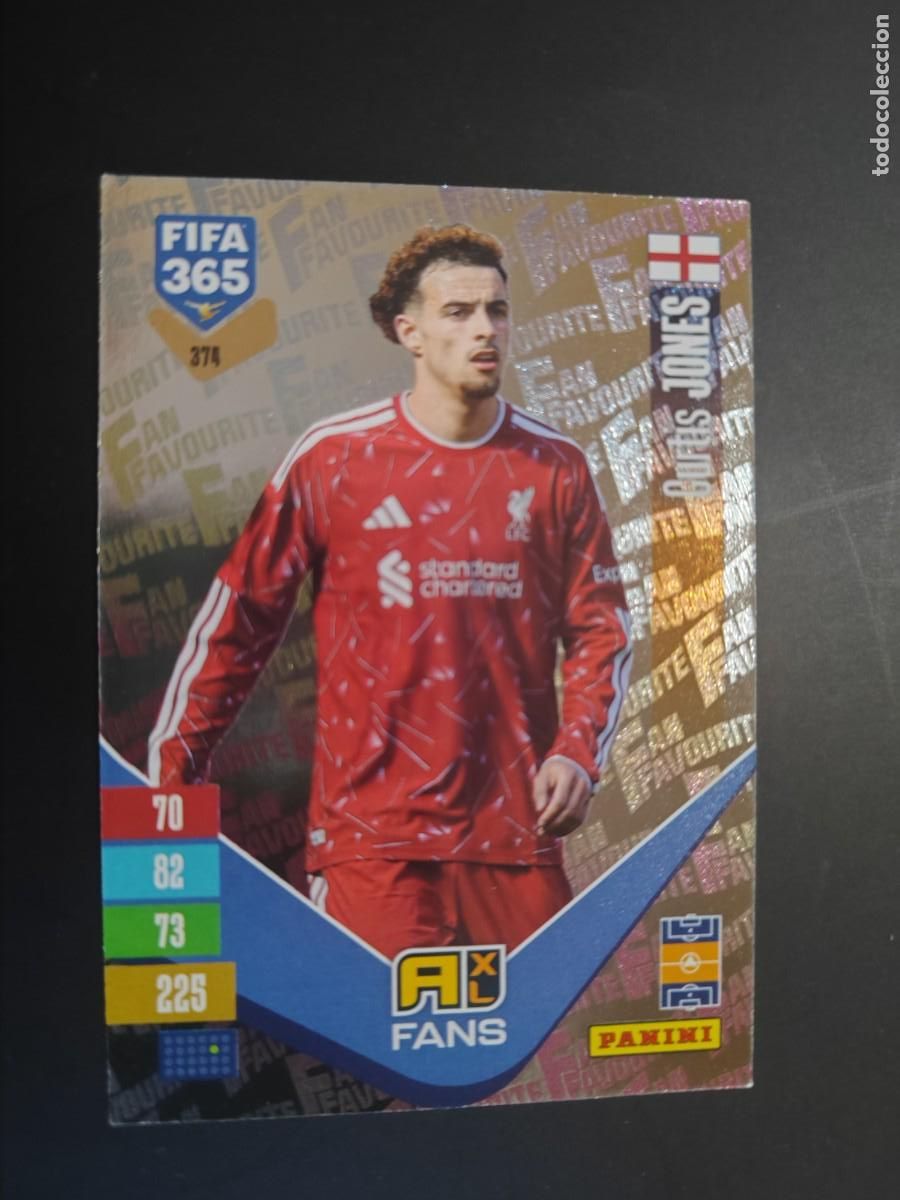 Cromos de f&uacute;tbol: ADRENALYN XL FIFA 365 2027 CARD FANS CURTIS JONES LIVERPOOL # 374 PANINI