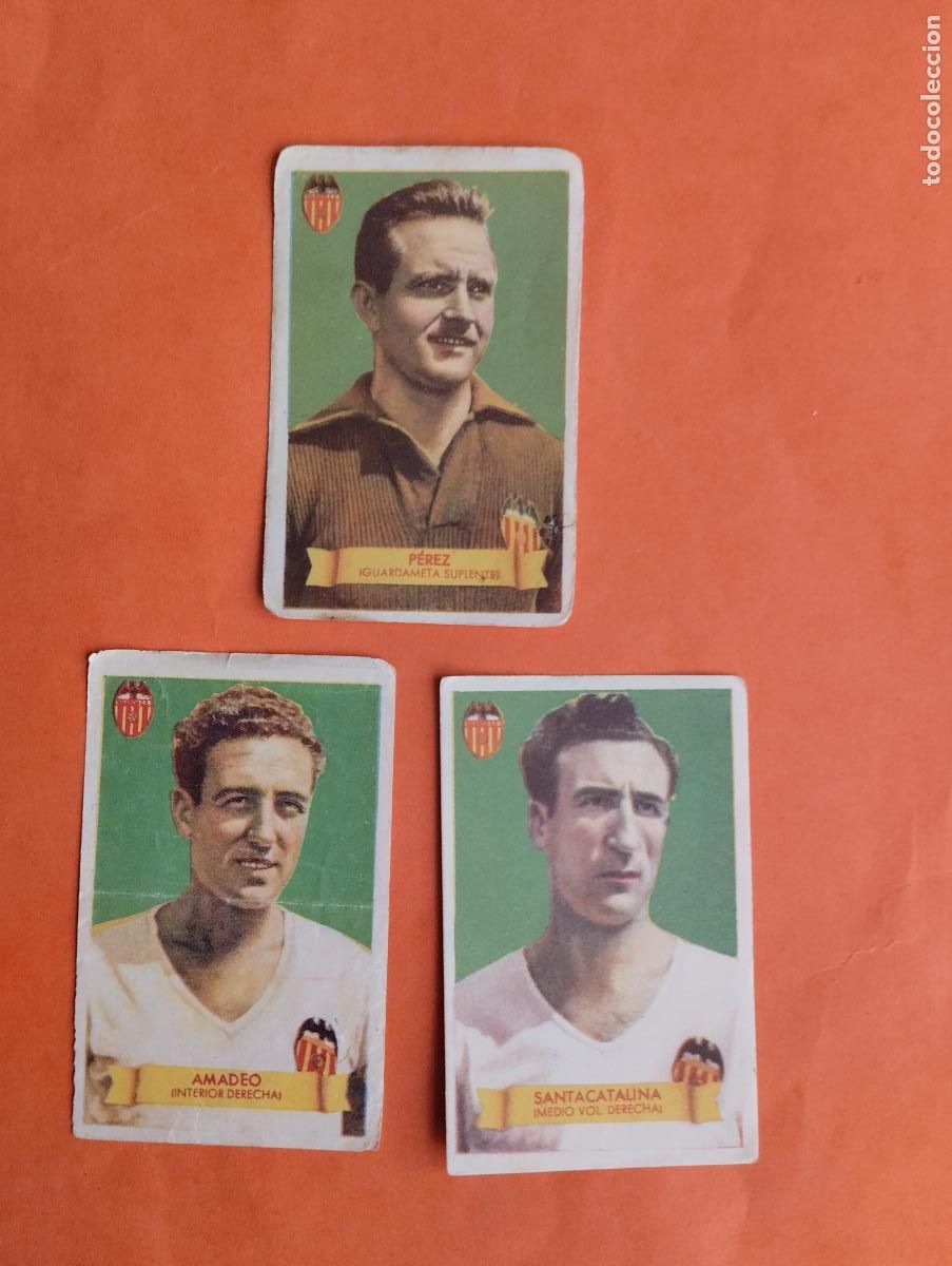 Cromos de f&uacute;tbol: LOTE 3 CROMOS VALENCIA. CAMPEONES 1949 BRUGUERA NUNCA PEGADO