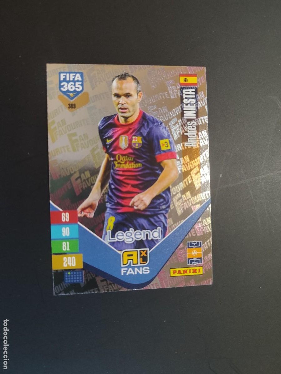 Cromos de f&uacute;tbol: ADRENALYN XL FIFA 365 2027 CARD FANS LEGEND ANDRES INIESTA FC BARCELONA # 389 PANINI