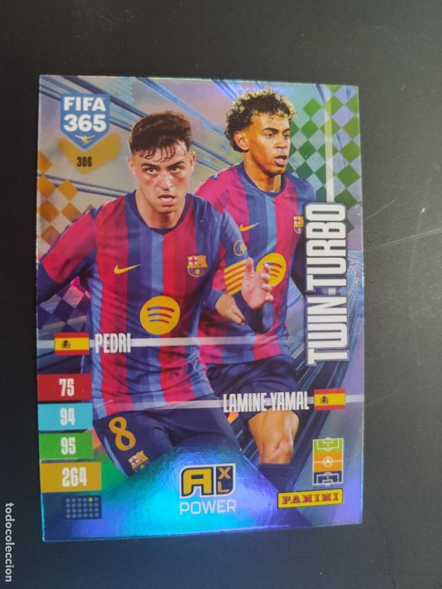 Football Stickers: ADRENALYN XL FIFA 365 2027 CARD TWIN TURBO PEDRI/LAMINE YAMAL # 306 PANINI