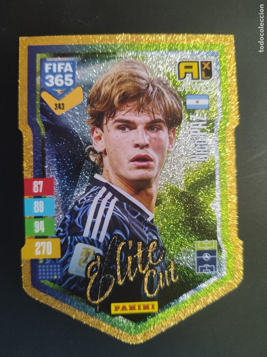 Football Stickers: ADRENALYN XL FIFA 365 2027 CARD ELITE CUT NICO PAZ ARGENTINA # 343 PANINI