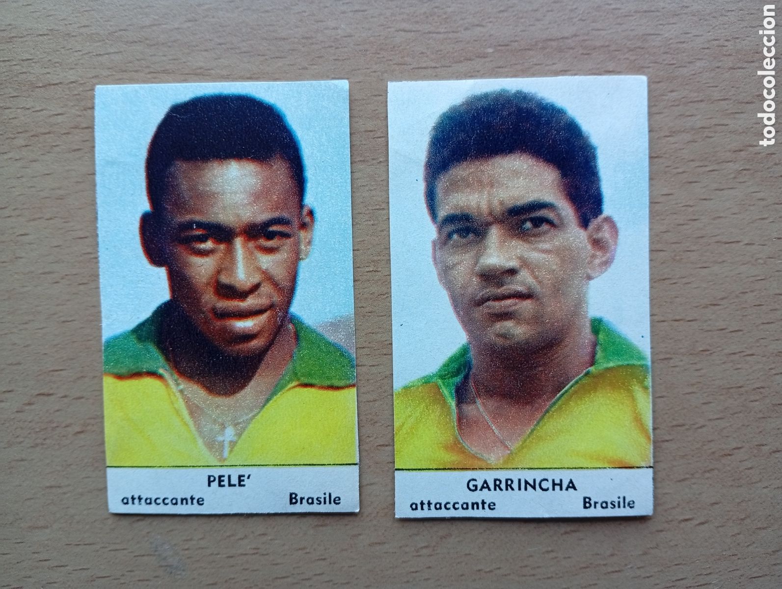 Fu&szlig;ball-Sticker: CROMOS (2) BRASIL: PELE Y GARRINCHA - 1966 MUNDIAL INGLATERRA 66 - EDITADO POR TEMPO