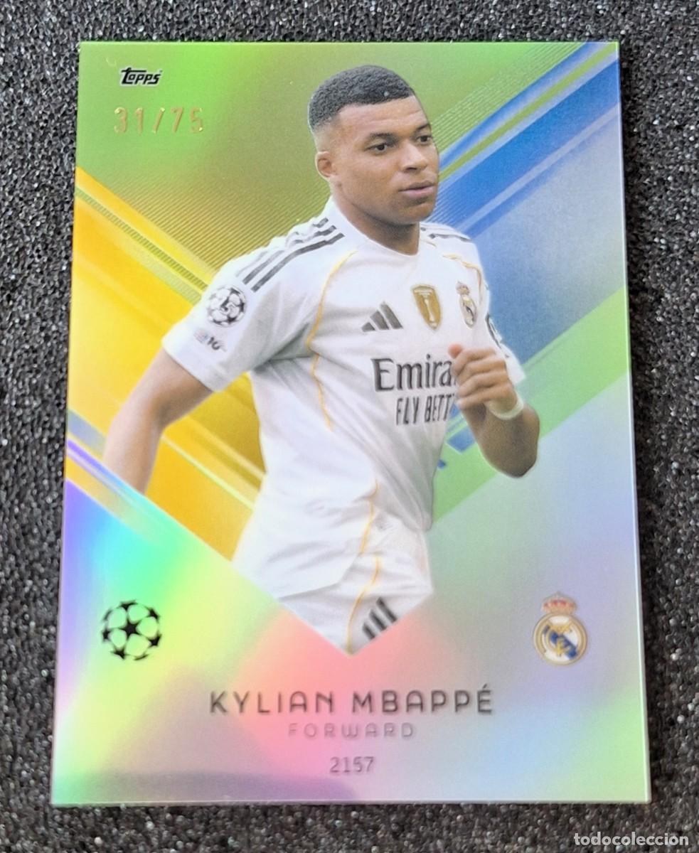 Cromos de f&uacute;tbol: Kylian Mbappe Real Madrid Topps Total Football Chromium 31/75 Da&ntilde;ado ver fotos cabeza