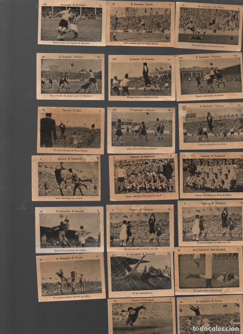 Fu&szlig;ball-Sticker: LOTE 20.CROMOS: PARTIDOS DE FUTBOL: VALENCIA, SANTANDER, R. VALLADOLID. KROMEL. LIGA 1951-52. VER..