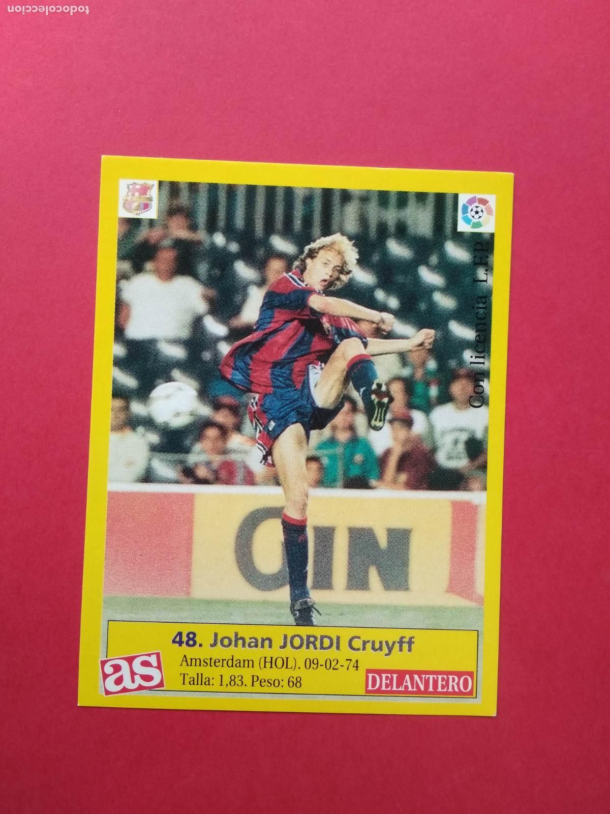 Cartes &agrave; collectionner de Football: DIARIO AS LIGA 95 96 1995 1996 CROMO NUNCA PEGADO BARCELONA N&ordm; 48 JORDI CRUYFF