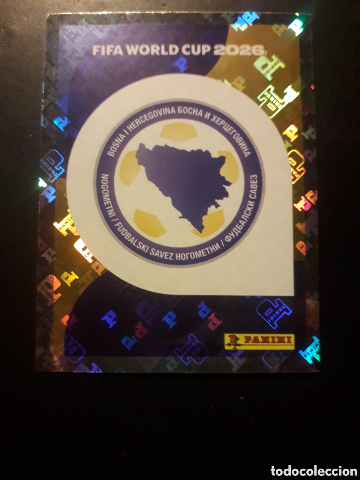 Fu&szlig;ball-Sticker: ESCUDO BOSNIA HERCEGOVINA BIH 1 MUNDIAL F&Uacute;TBOL 2026 FIFA WORLD CUP PANINI SIN PEGAR PEDIDO M&Iacute;NIMO 3&euro;