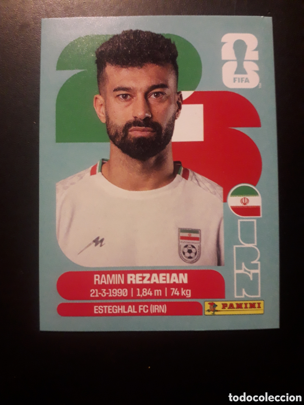 Fu&szlig;ball-Sticker: REZAEIAN IR&Aacute;N IRN 7 MUNDIAL F&Uacute;TBOL 2026 FIFA WORLD CUP PANINI SIN PEGAR PEDIDO M&Iacute;NIMO 3&euro;.